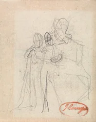 Figura sentada con dos niños